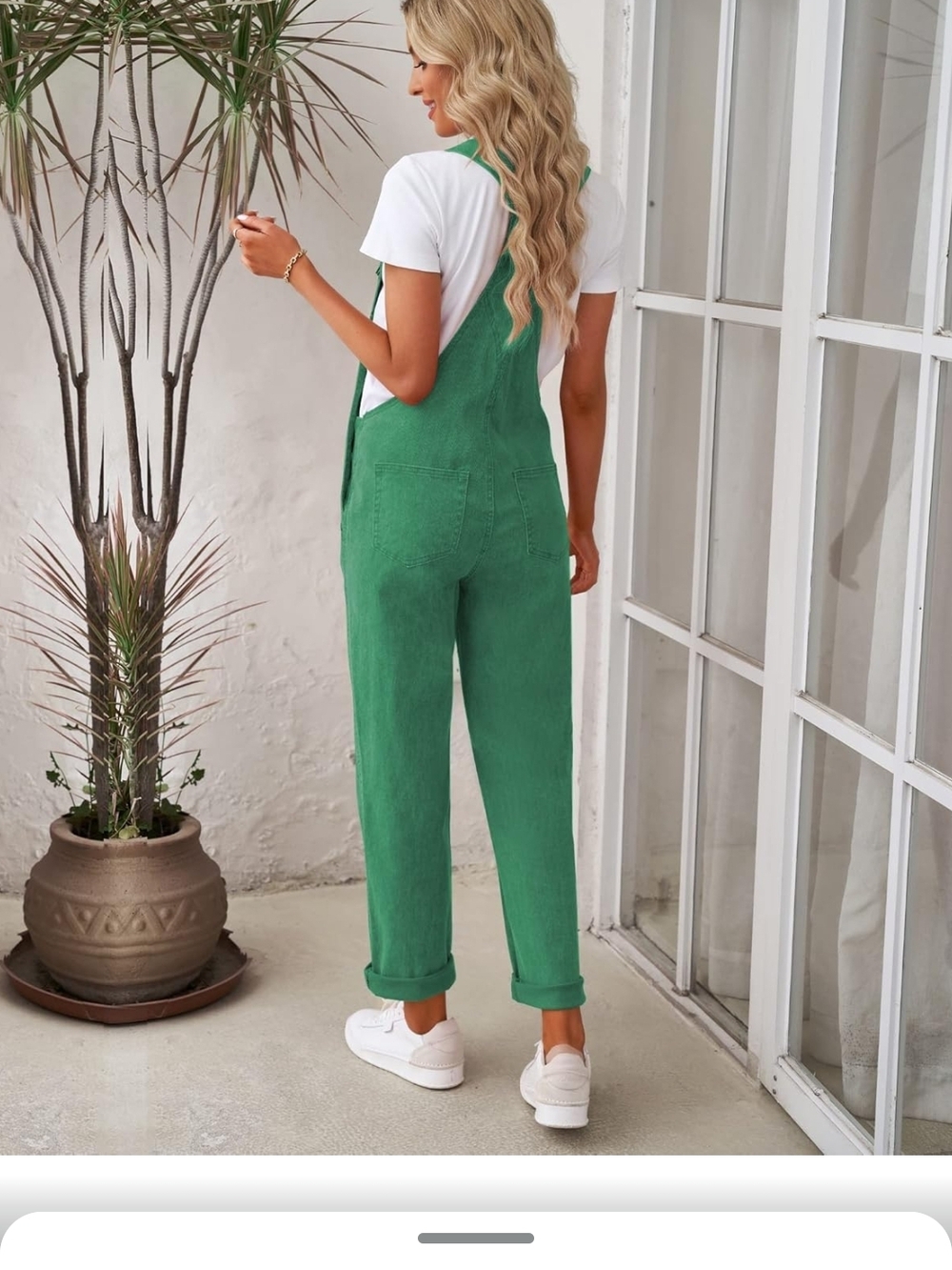 GRAPENT Green Denim Stretch Overalls with Front Pocket. SIZE LARGE - Picture 5 of 13